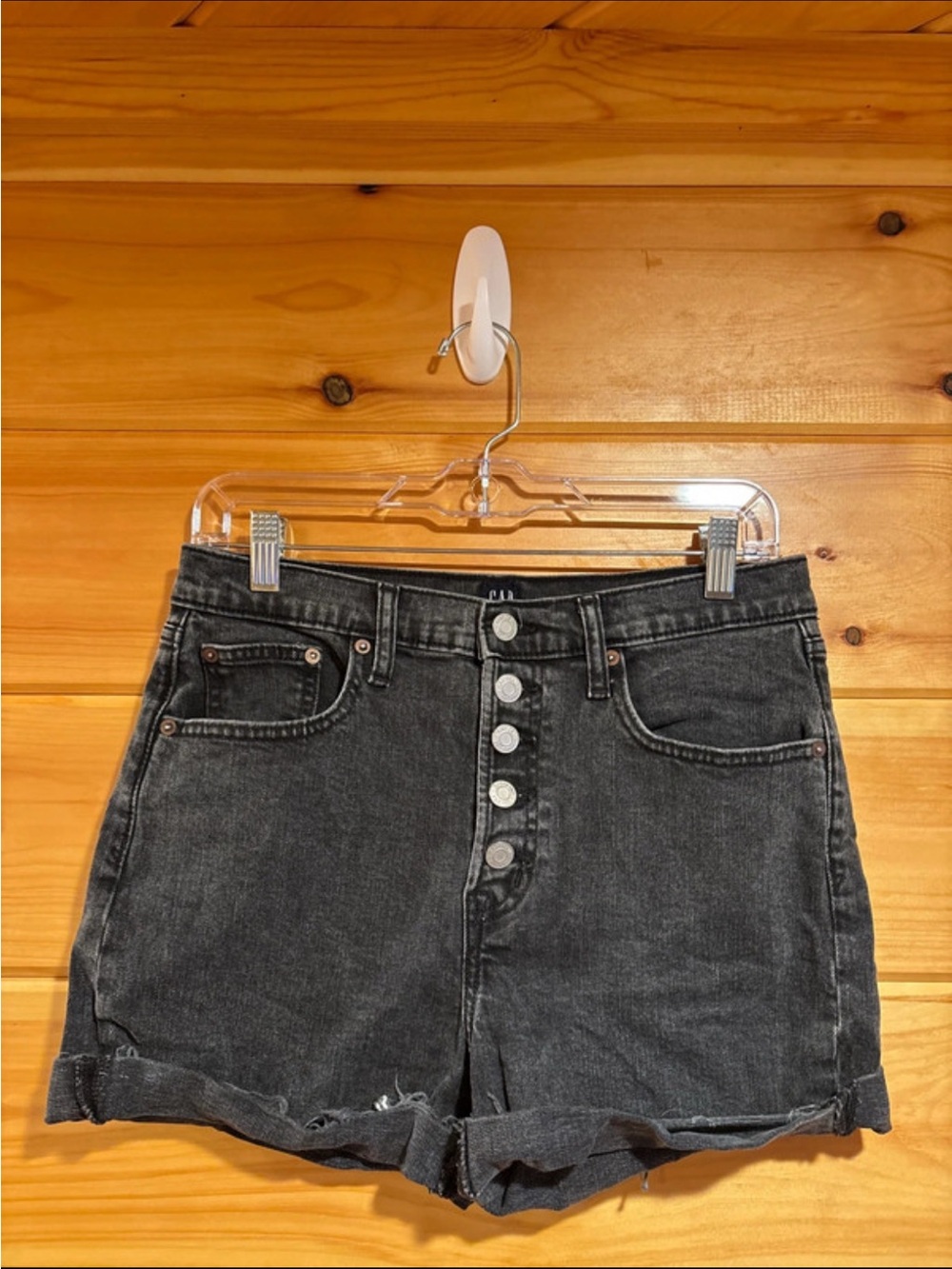 Gap High-Rise Black Denim Shorts